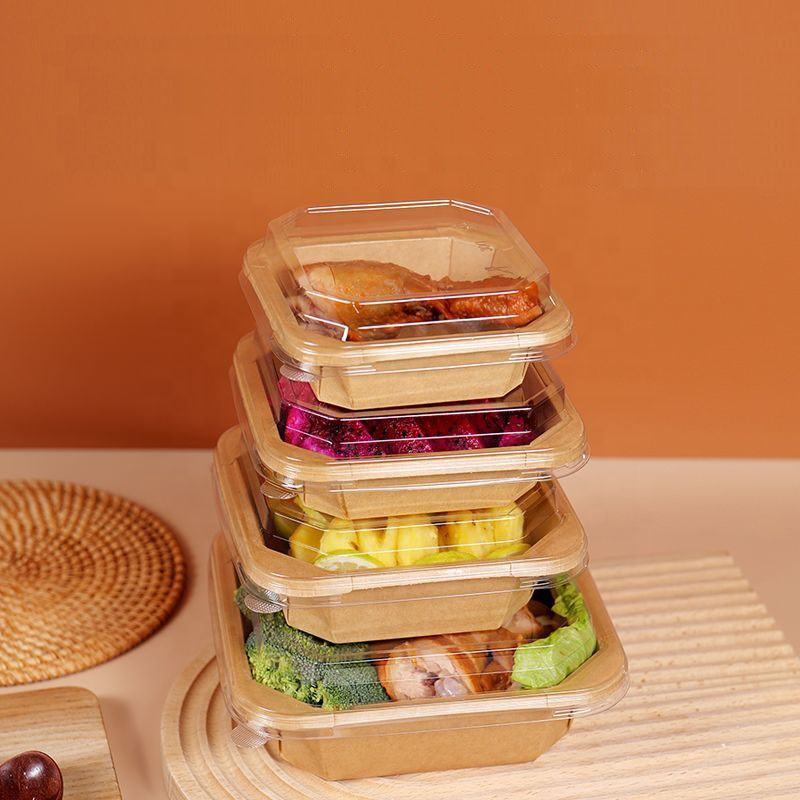 Food-grade paper salad takeaway container for restaurants and cafés