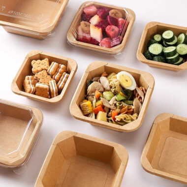 Food-grade paper salad takeaway container for restaurants and cafés