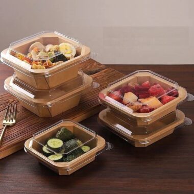 Food-grade paper salad takeaway container for restaurants and cafés