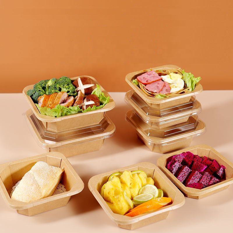 Food-grade paper salad takeaway container for restaurants and cafés