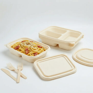 Compostable food container for takeaway restaurant packaging
