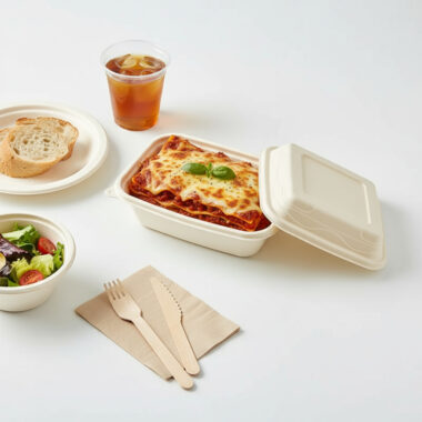 Compostable food container for takeaway restaurant packaging