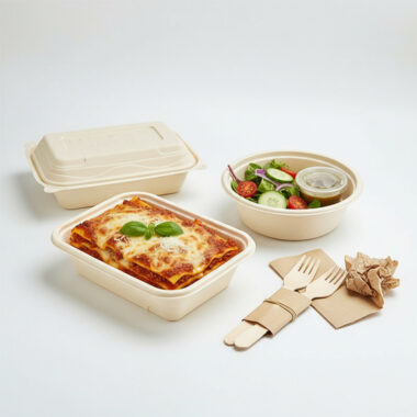 Compostable food container for takeaway restaurant packaging