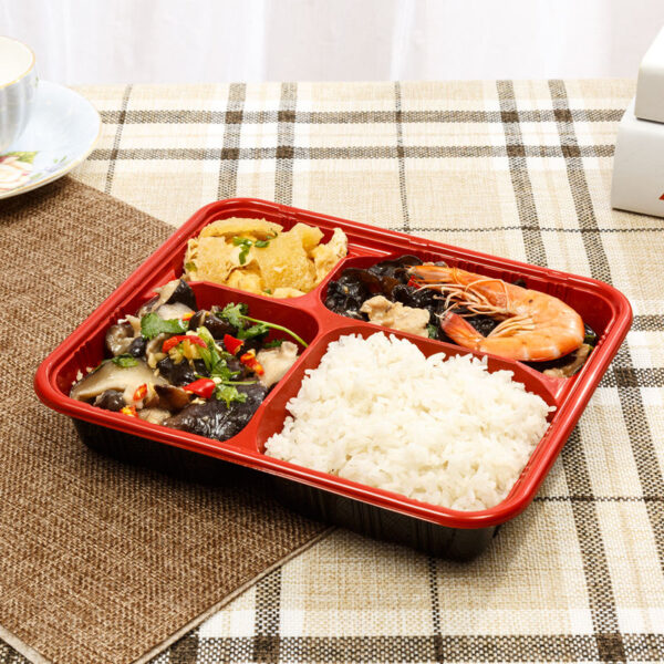 Plastic food container for takeaway packaging and kitchen storage
