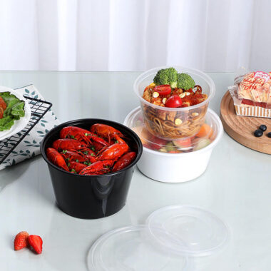 Thickened round food-grade PP microwavable food container for takeaway