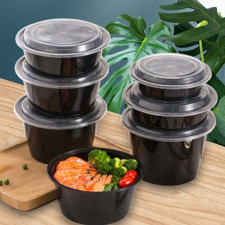Thickened round food-grade PP microwavable food container for takeaway