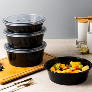 Thickened round food-grade PP microwavable food container for takeaway