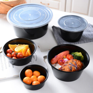 Thickened round food-grade PP microwavable food container for takeaway