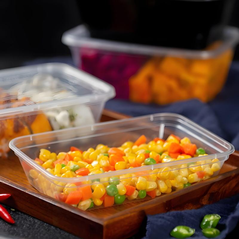 Food-grade microwavable food container with transparent lid