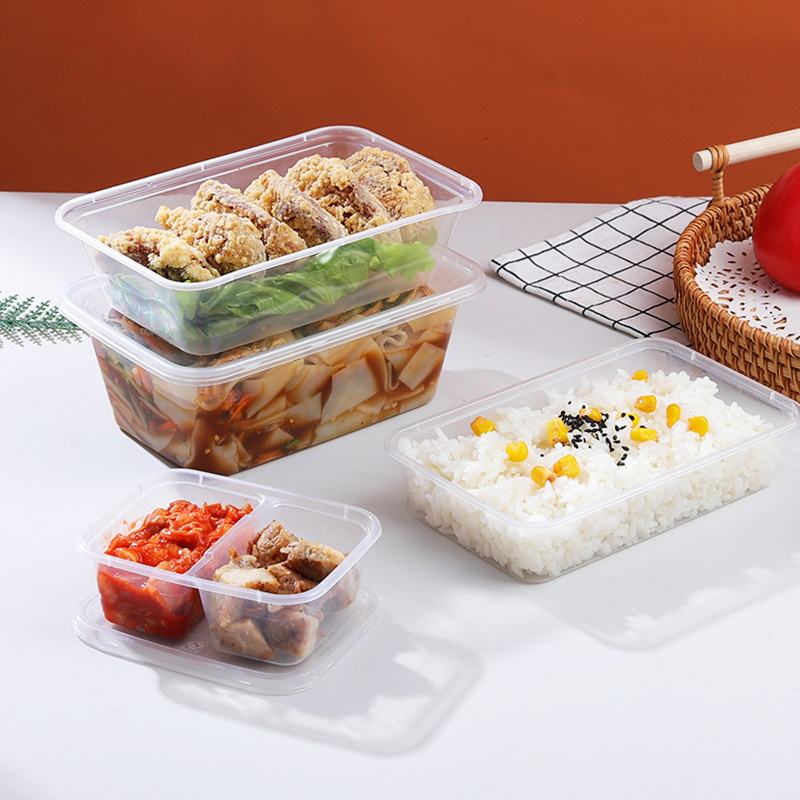 Food-grade microwavable food container with transparent lid