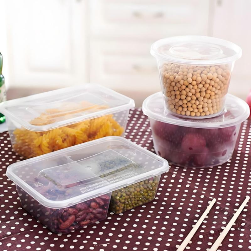 Food-grade microwavable food container with transparent lid