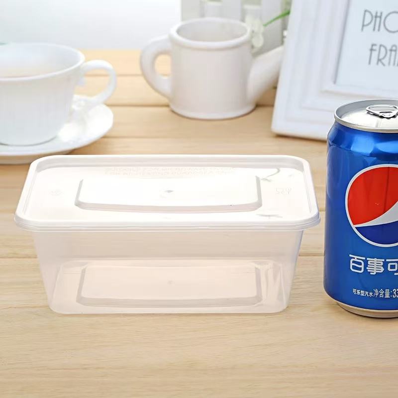 Transparent rectangular microwavable food container for meal prep
