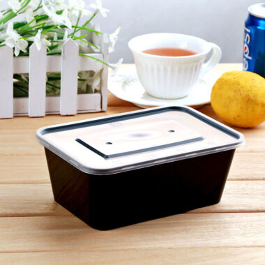 Transparent rectangular microwavable food container for meal prep