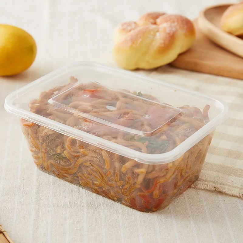 Transparent rectangular microwavable food container for meal prep