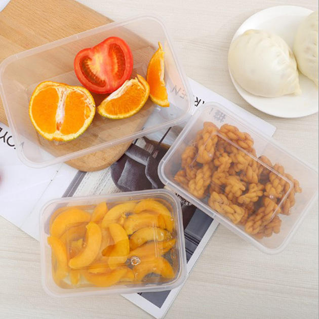 Transparent rectangular microwavable food container for meal prep